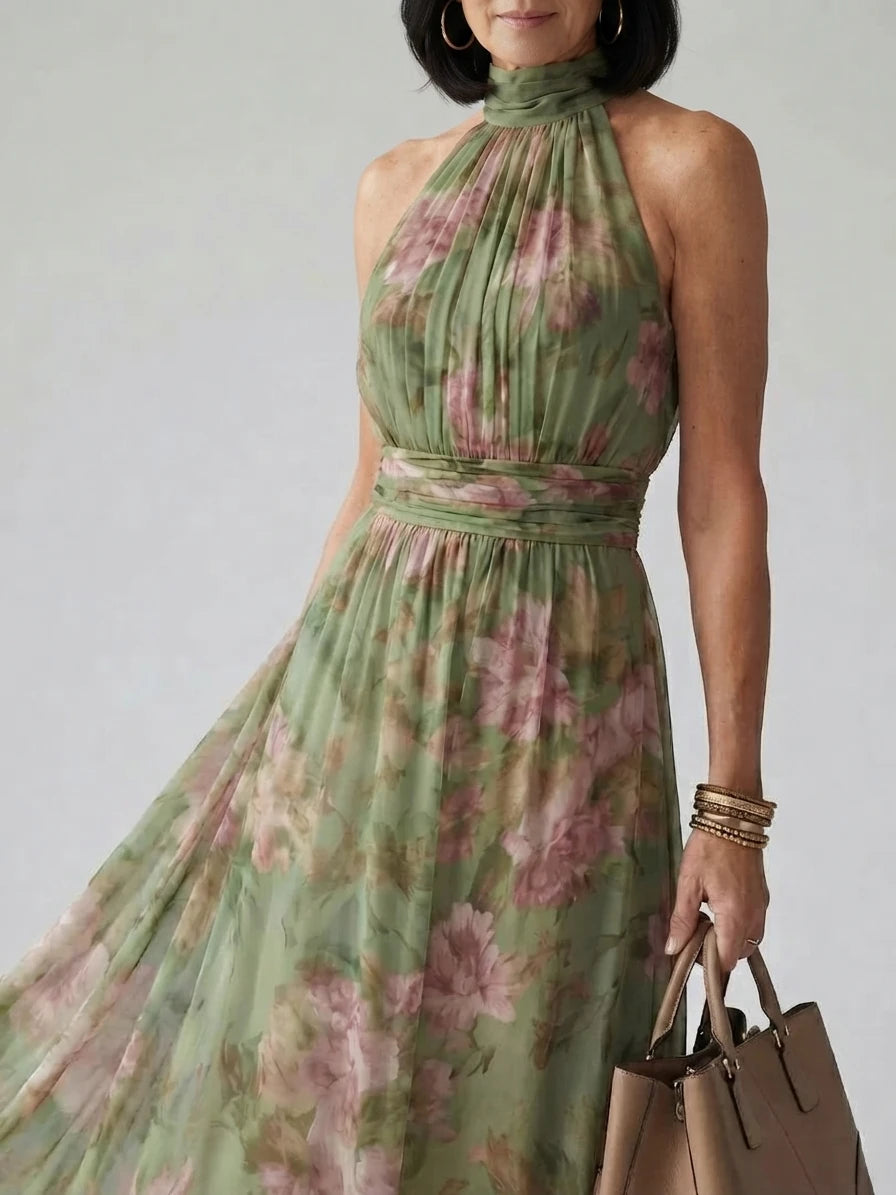 Mirelle | Gathered Halter Midi Dress