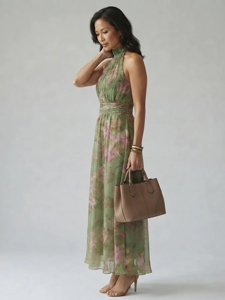 Mirelle | Gathered Halter Midi Dress