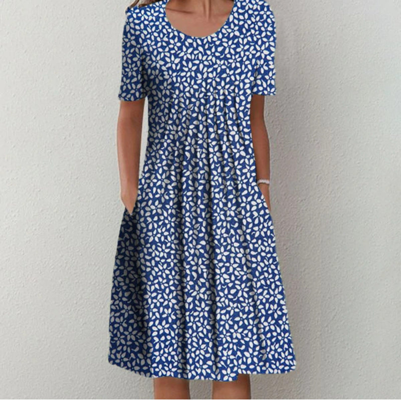 The Anya Pleated Floral Tea Dress