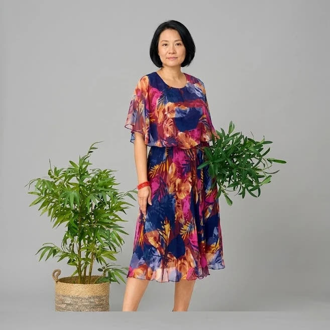 BARBARA | COMFORTABLE PLUS SIZE CHIFFON DRESS