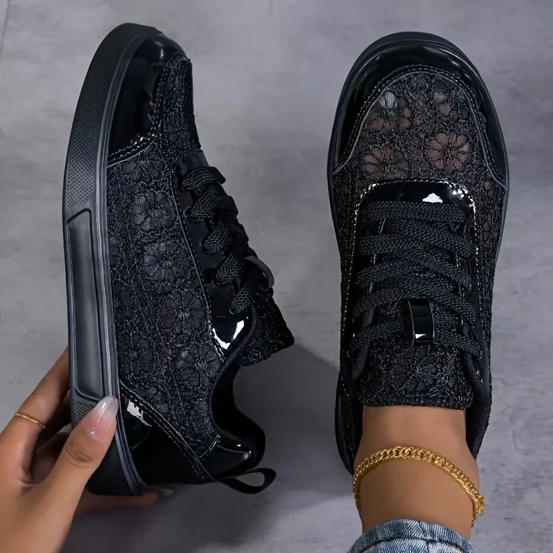 Rosewood | Floral Lace Trainers