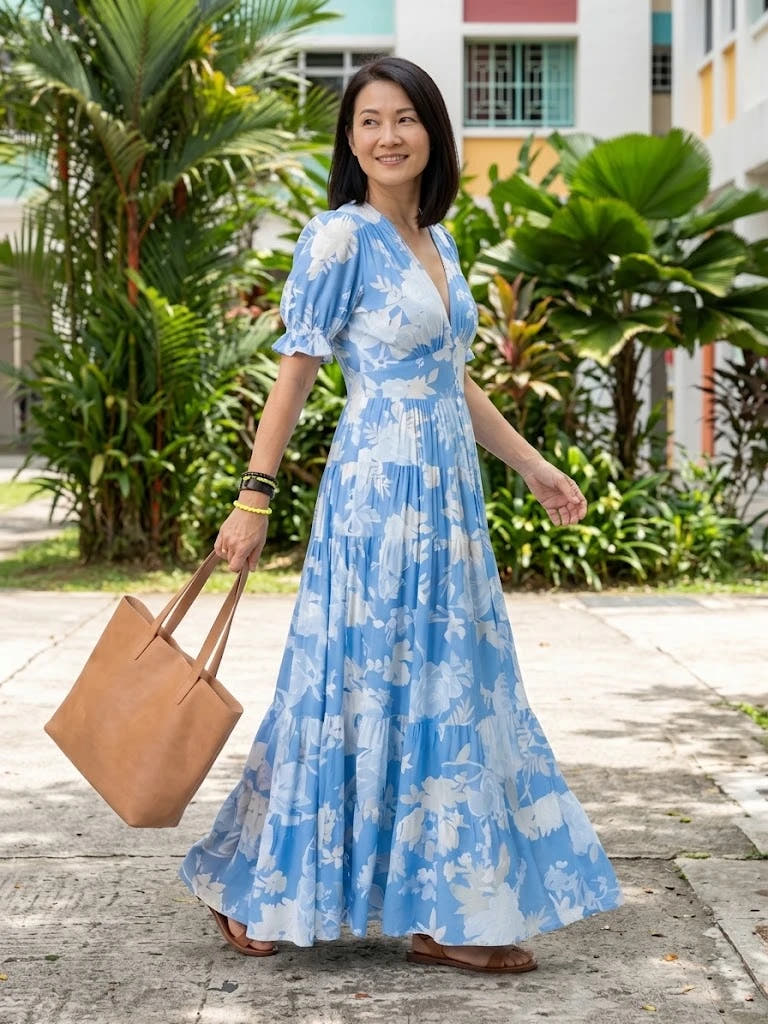 Ione | Short Sleeve V Neck Floral Midi Dress