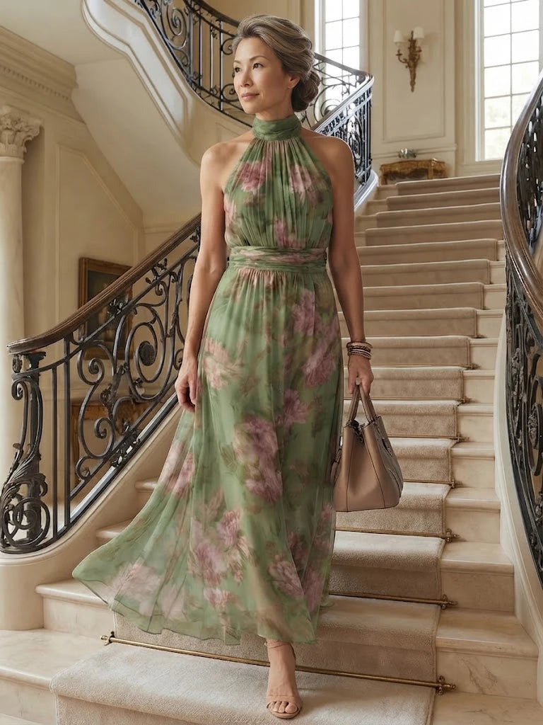 Mirelle | Gathered Halter Midi Dress