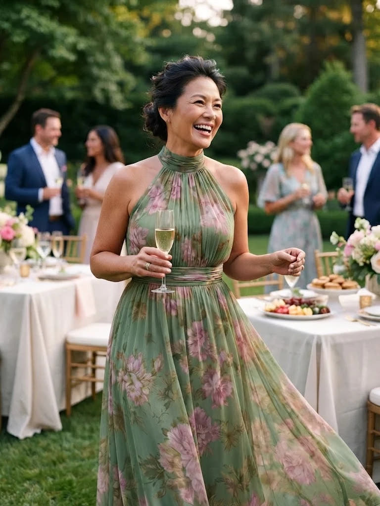 Mirelle | Gathered Halter Midi Dress