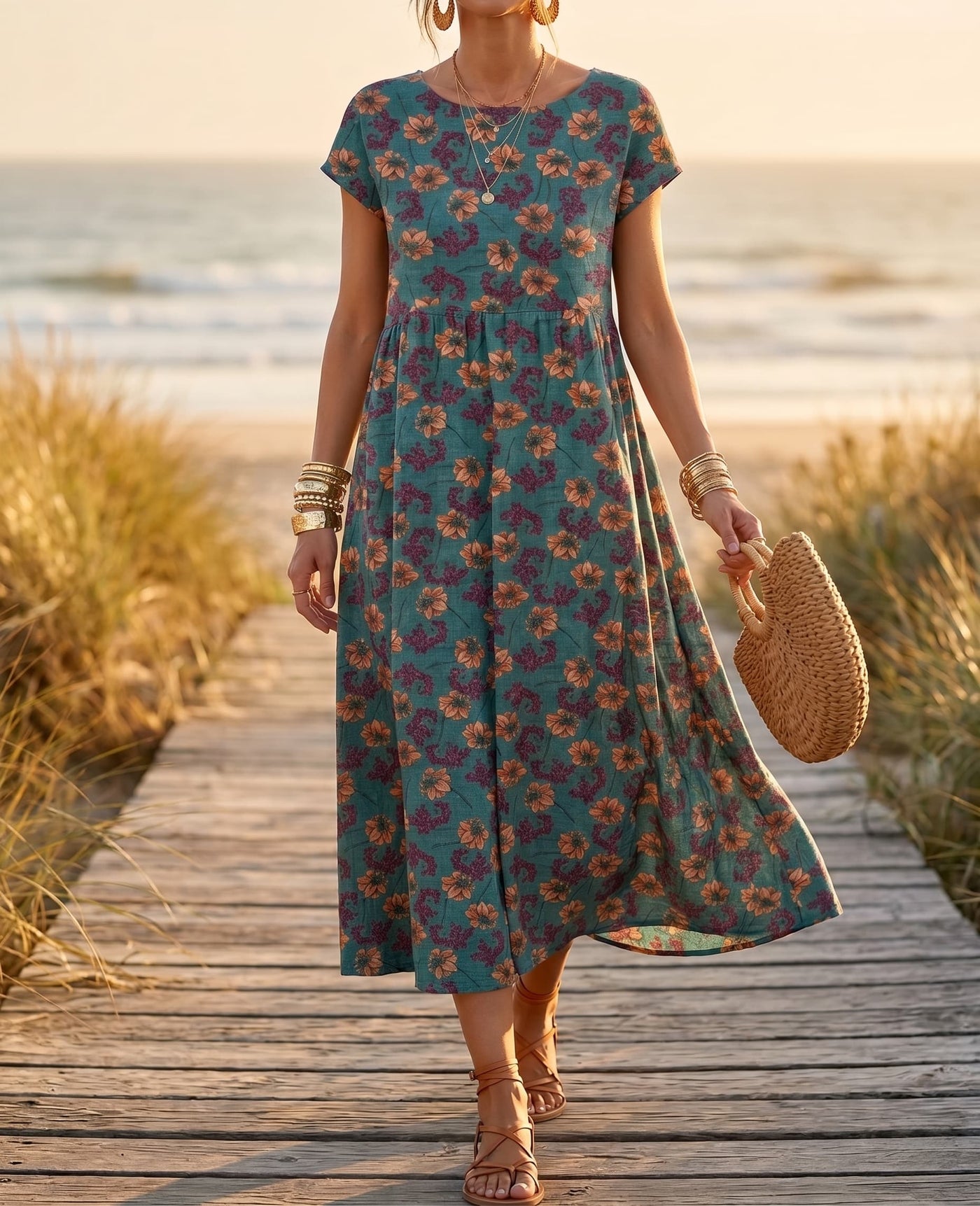Aurelia™ — Timeless Grace Floral Midi Dress