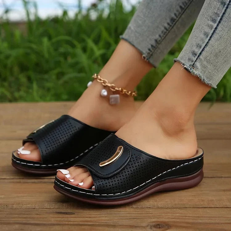 Rowenna | Perforated Slip-On Wedges