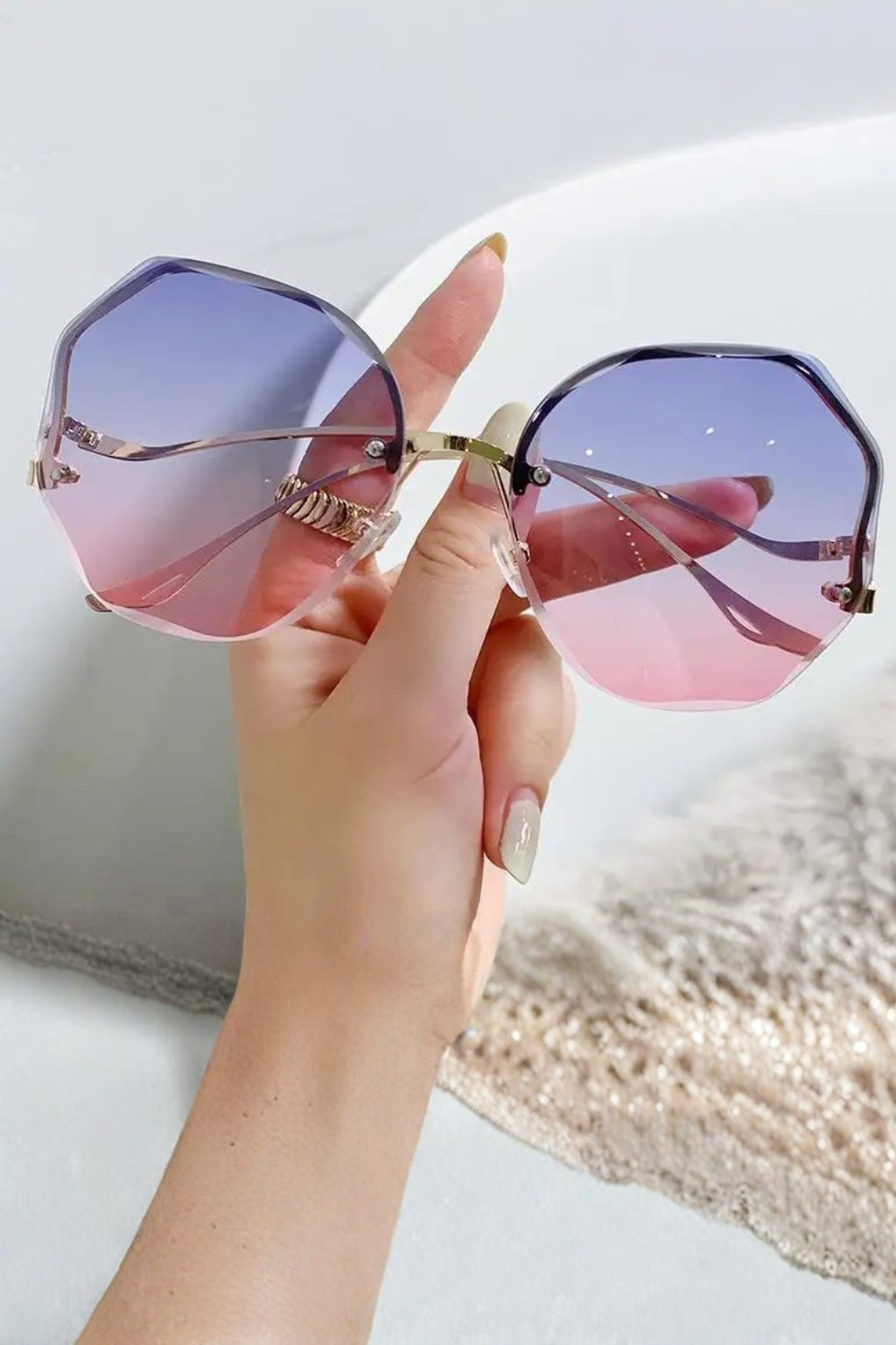 Edie | Rimless Oversized Gradient Sunglasses