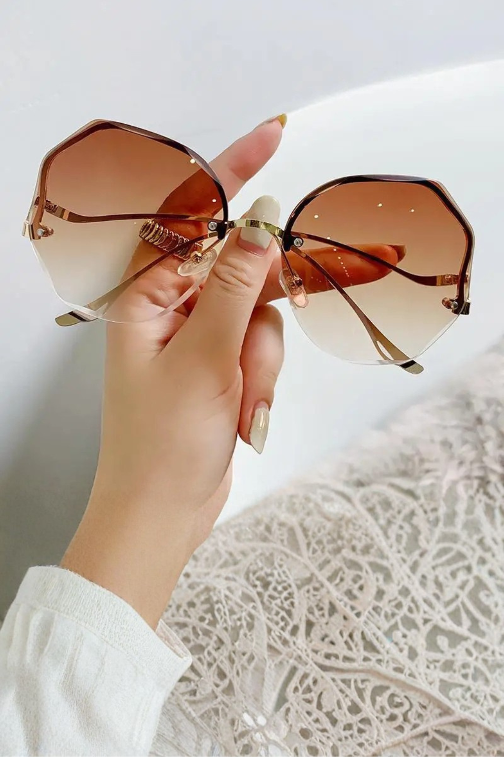 Edie | Rimless Oversized Gradient Sunglasses