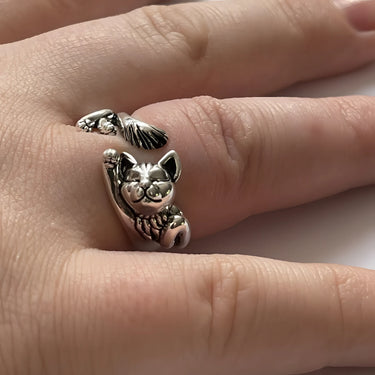 Silver Vintage Cat Ring