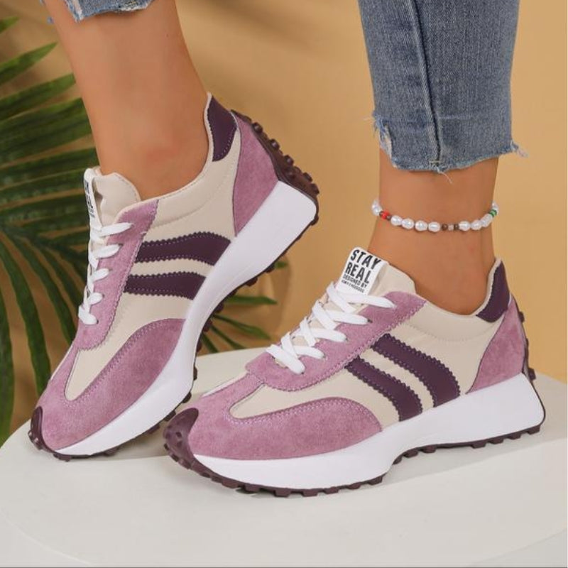 Remi | Retro Stripe Lace-Up Sneakers
