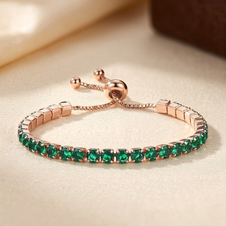Gold Emerald Adjustable Tennis Bracelet