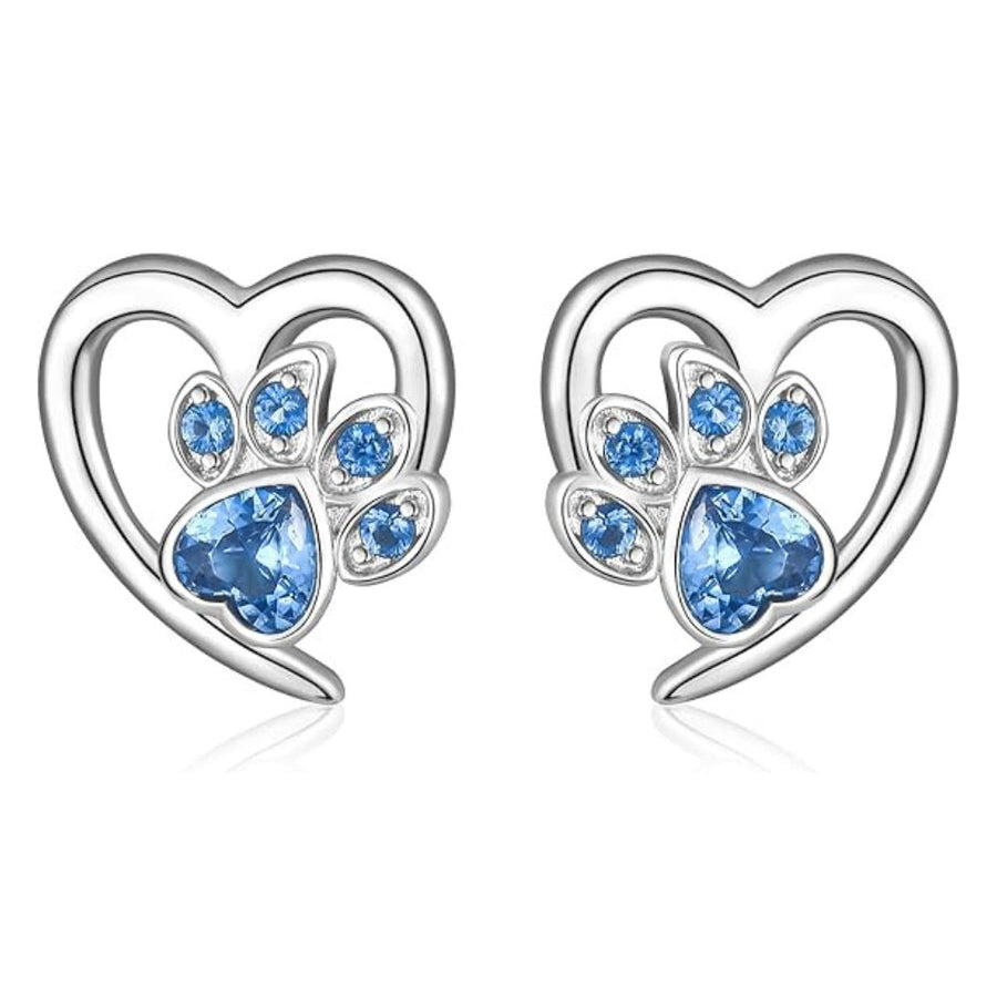Paw and Heart Earrings with Zirconia