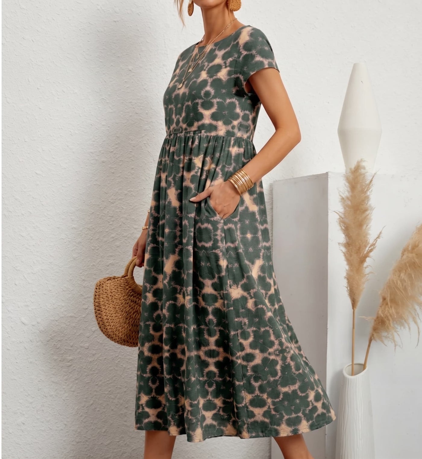Aurelia™ — Timeless Grace Floral Midi Dress