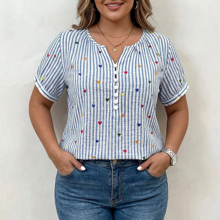 Arabelle | Striped Heart Print Blouse