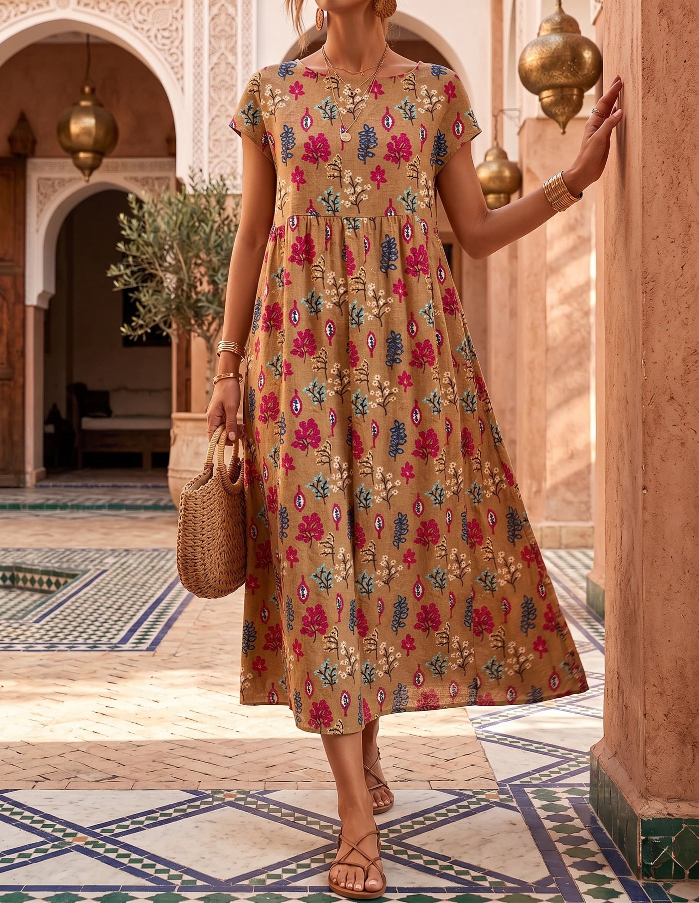 Aurelia™ — Timeless Grace Floral Midi Dress