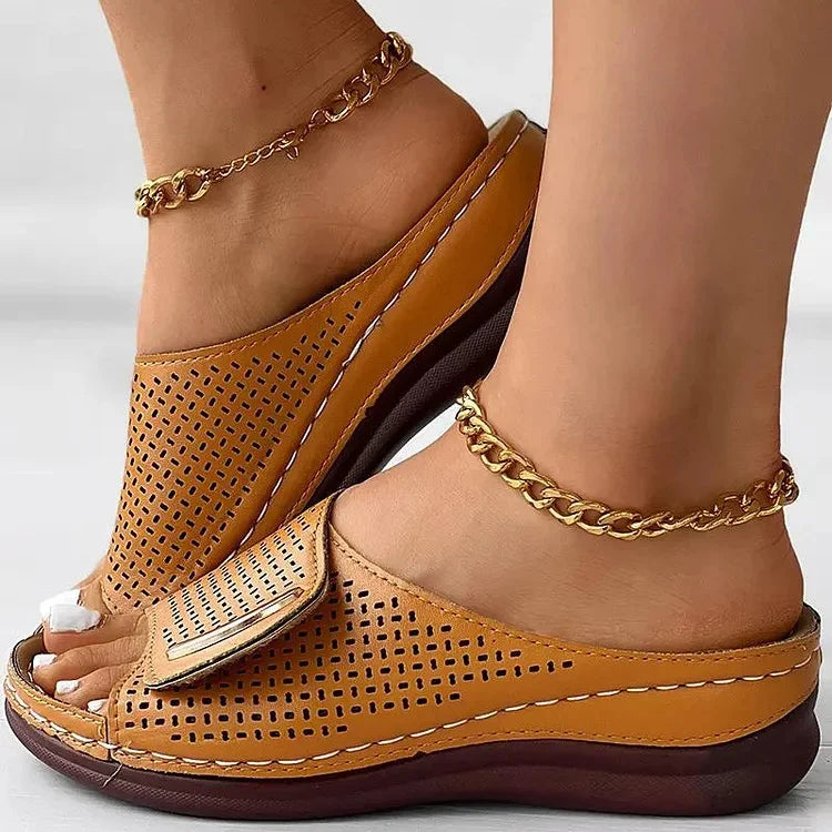 Rowenna | Perforated Slip-On Wedges