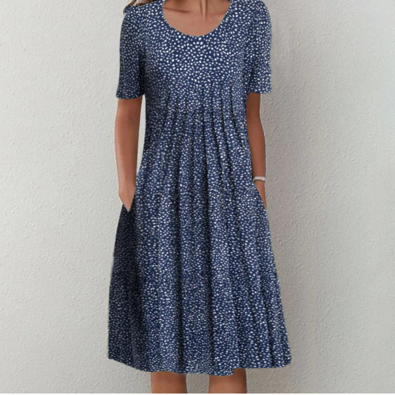 The Anya Pleated Floral Tea Dress