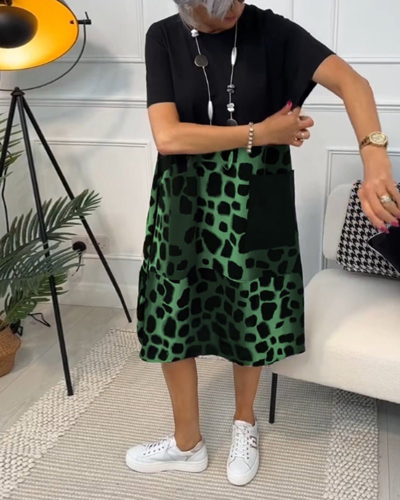 Zara | Printed Midi Dress With Pockets