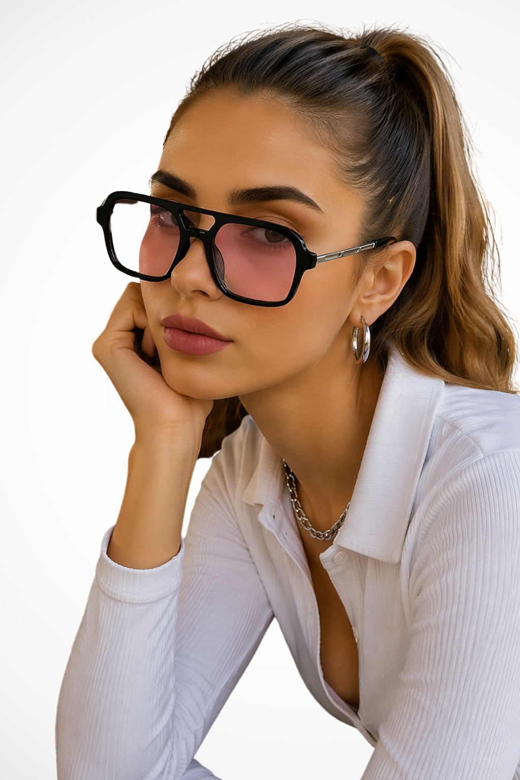 Margaux | Double Bridge Square Aviator Sunglasses