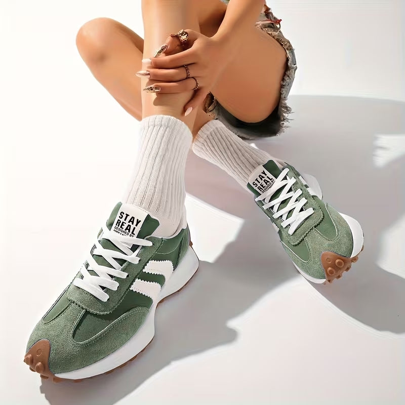 Remi | Retro Stripe Lace-Up Sneakers