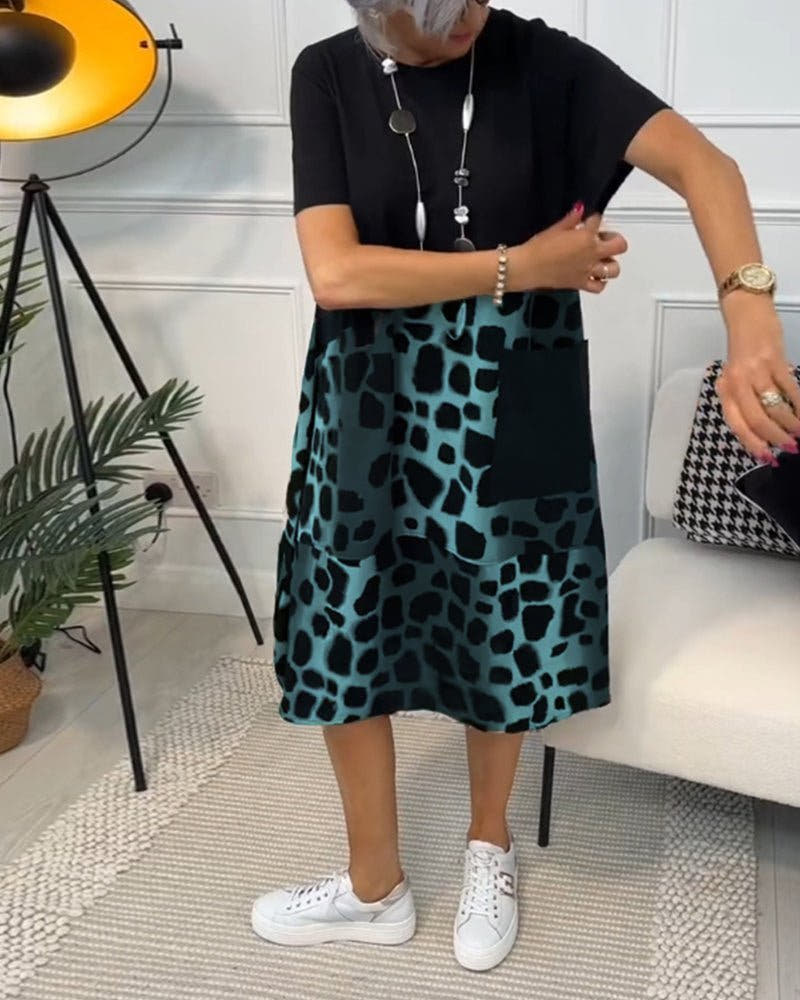 Zara | Printed Midi Dress With Pockets