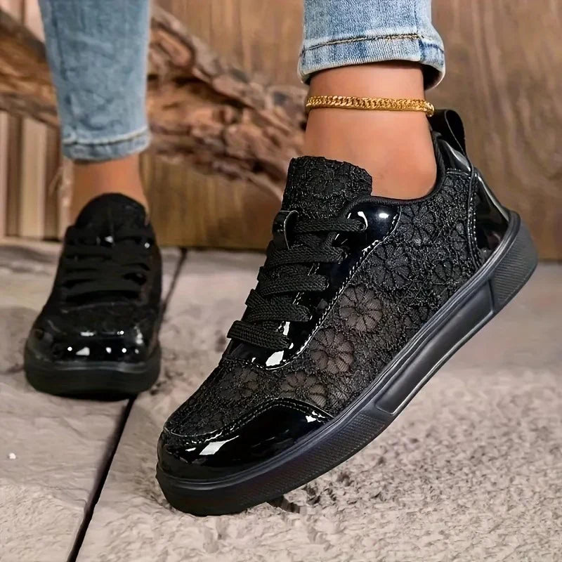 Rosewood | Floral Lace Trainers