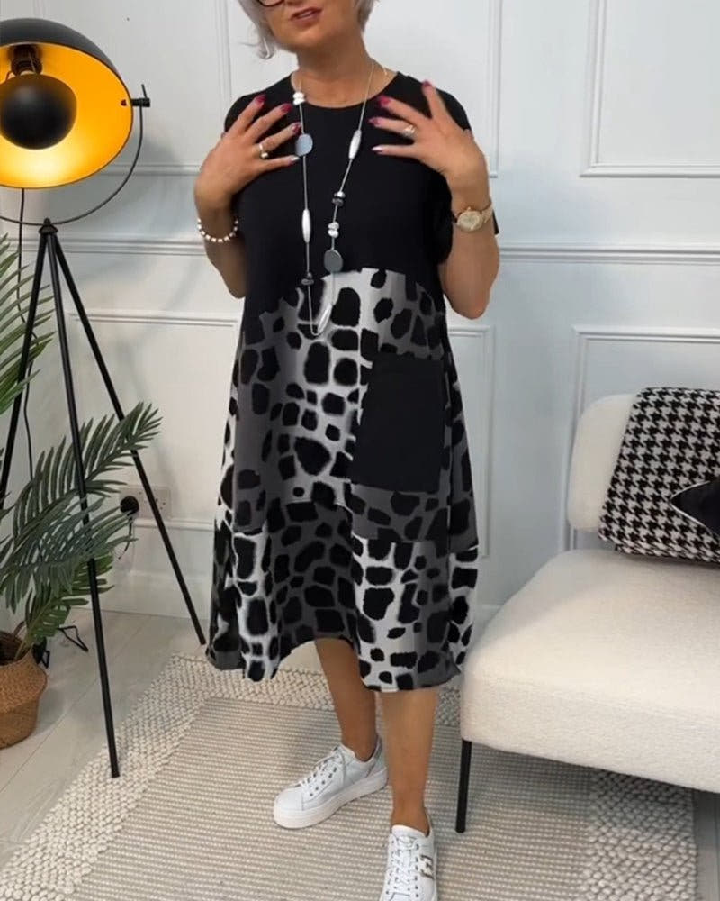 Zara | Printed Midi Dress With Pockets