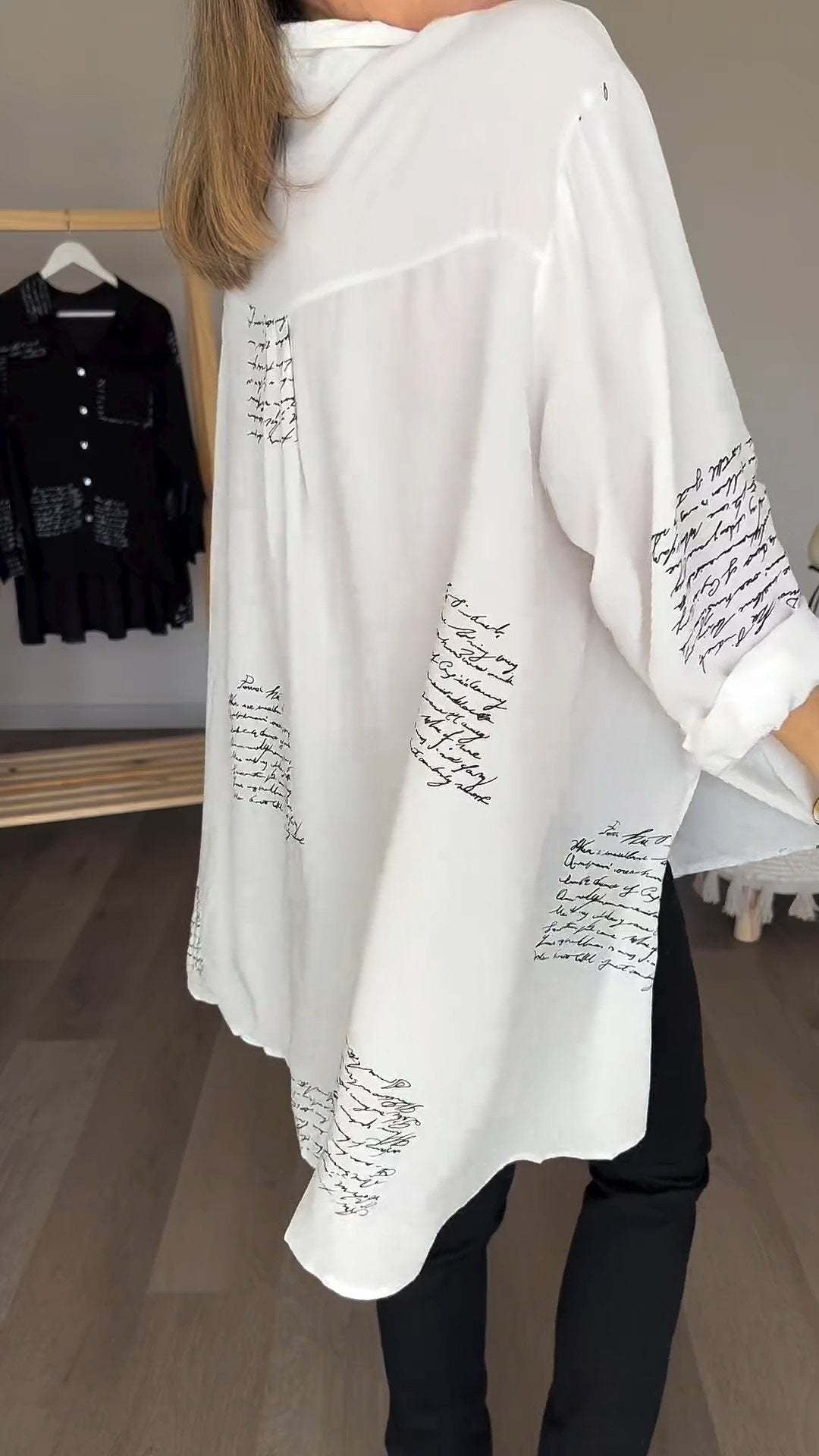 Candida | Letter Print Asymmetric Shirt