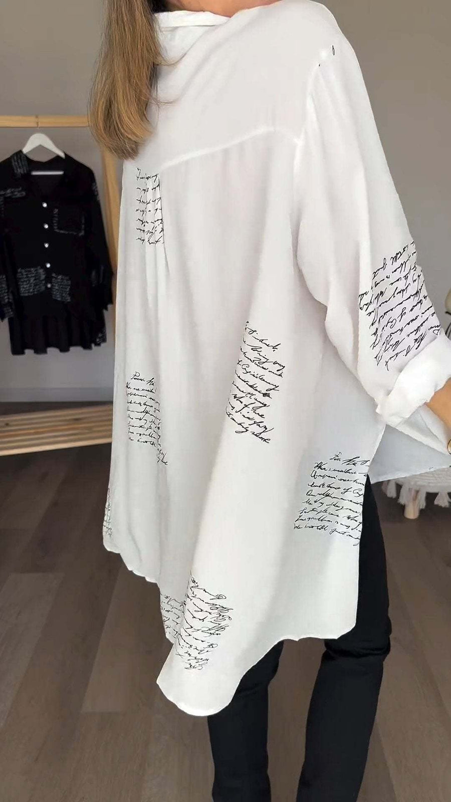 Candida | Letter Print Asymmetric Shirt