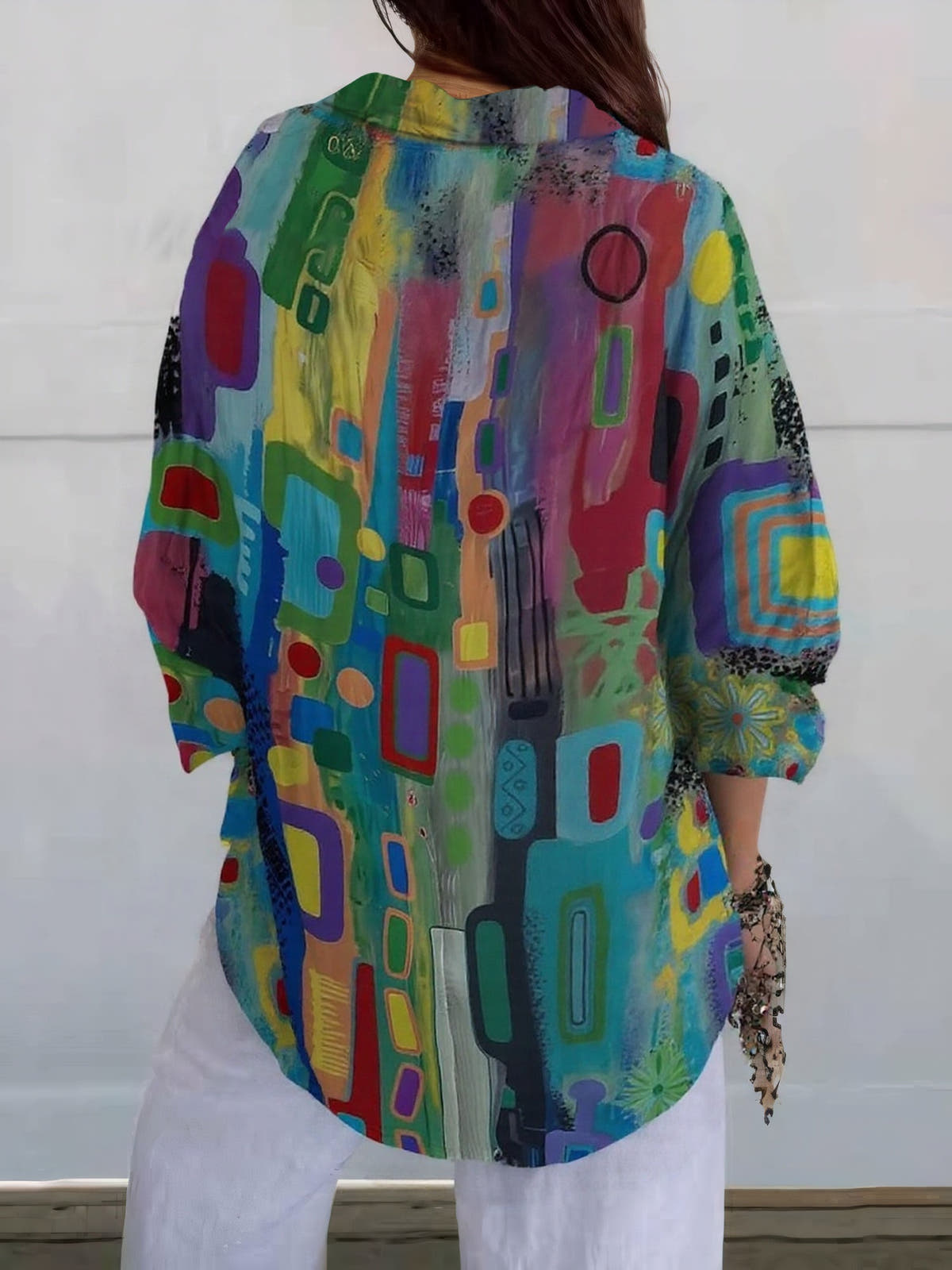 Mirela | Printed Collared Button-Up Shirt