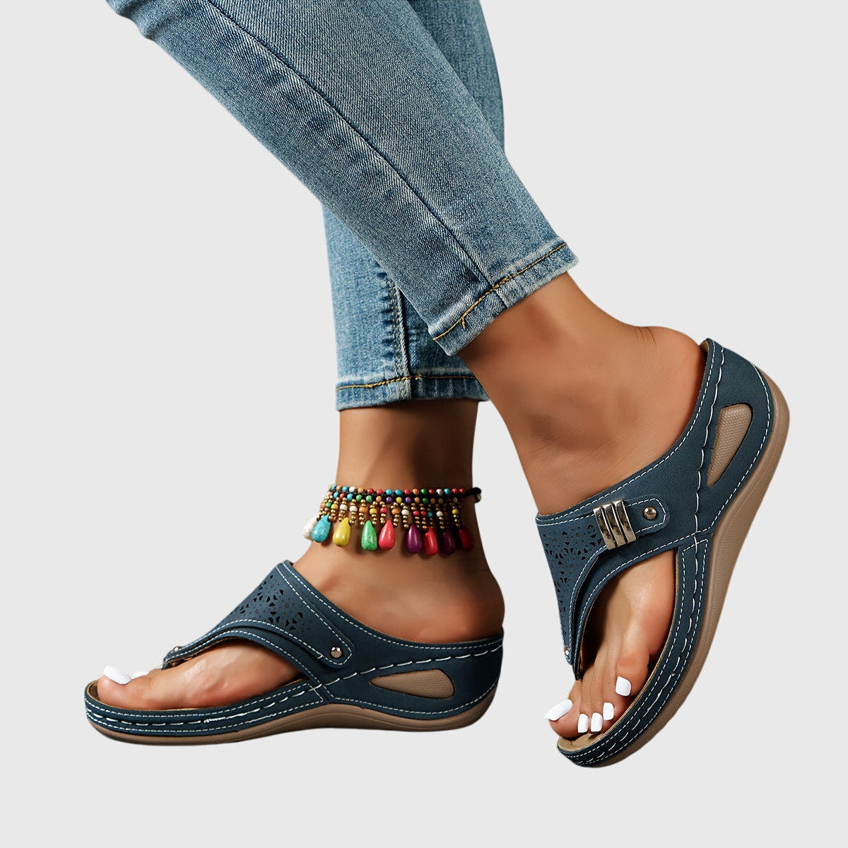 Rosalba | Striped Comfort Flip-Flop Sandals