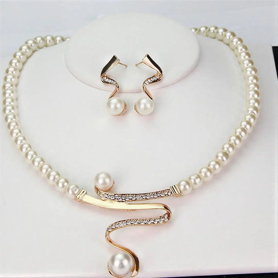 Elegant Wave Pearl Jewellery Set