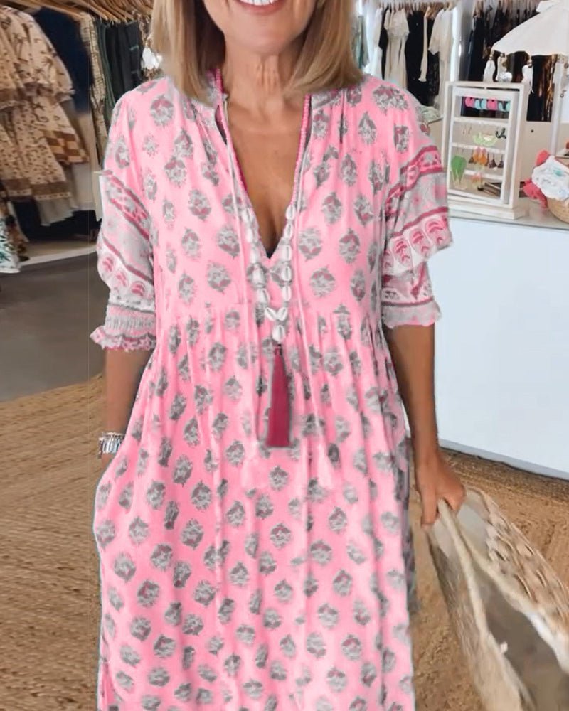 Mana | Floral V-Neck Dress