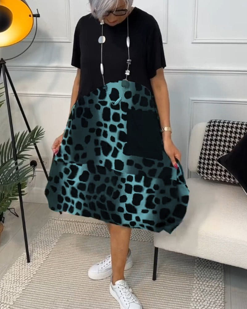 Zara | Printed Midi Dress With Pockets
