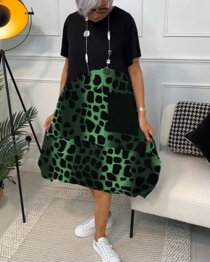 Zara | Printed Midi Dress With Pockets