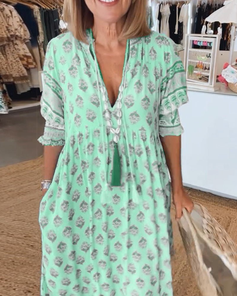 Mana | Floral V-Neck Dress