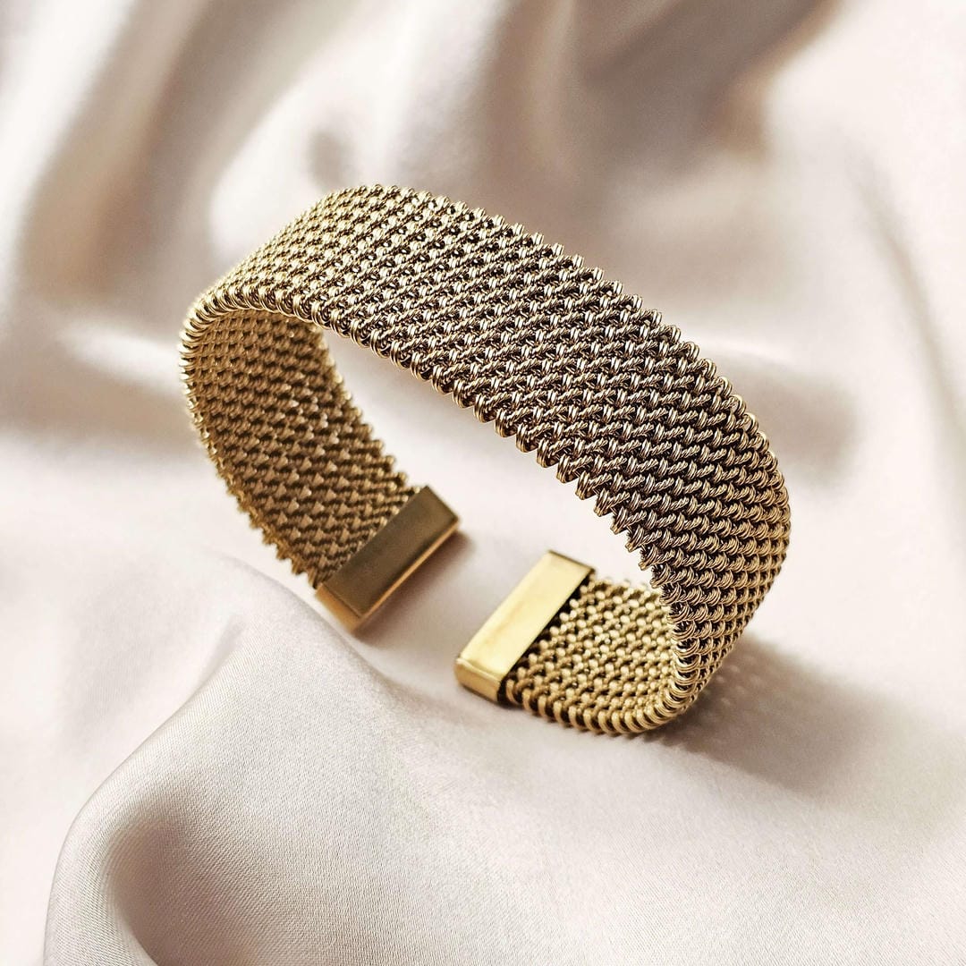 Vintage Braided Mesh Open Classic Bracelet