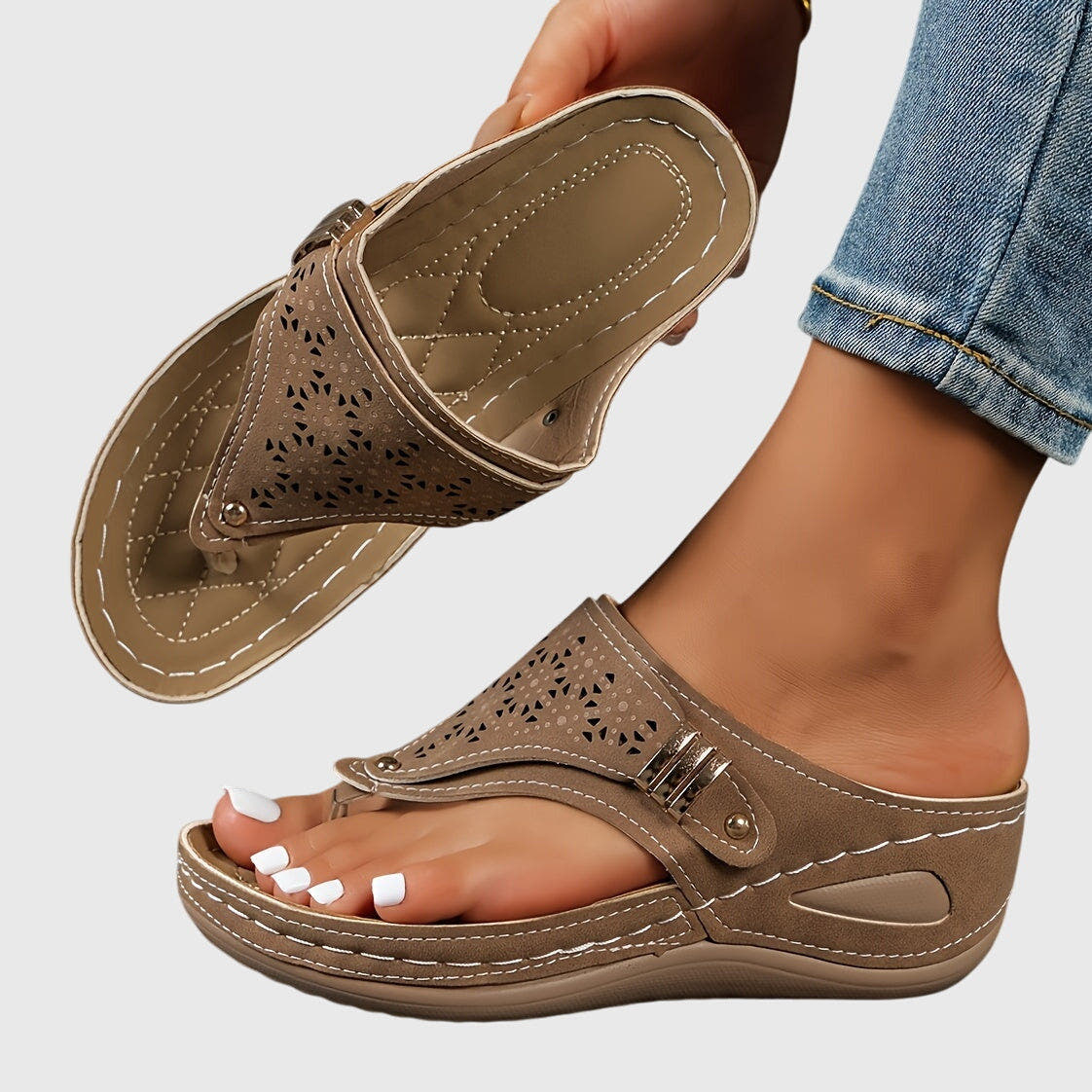 Rosalba | Striped Comfort Flip-Flop Sandals