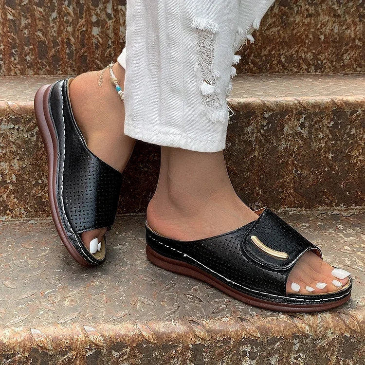 Rowenna | Perforated Slip-On Wedges