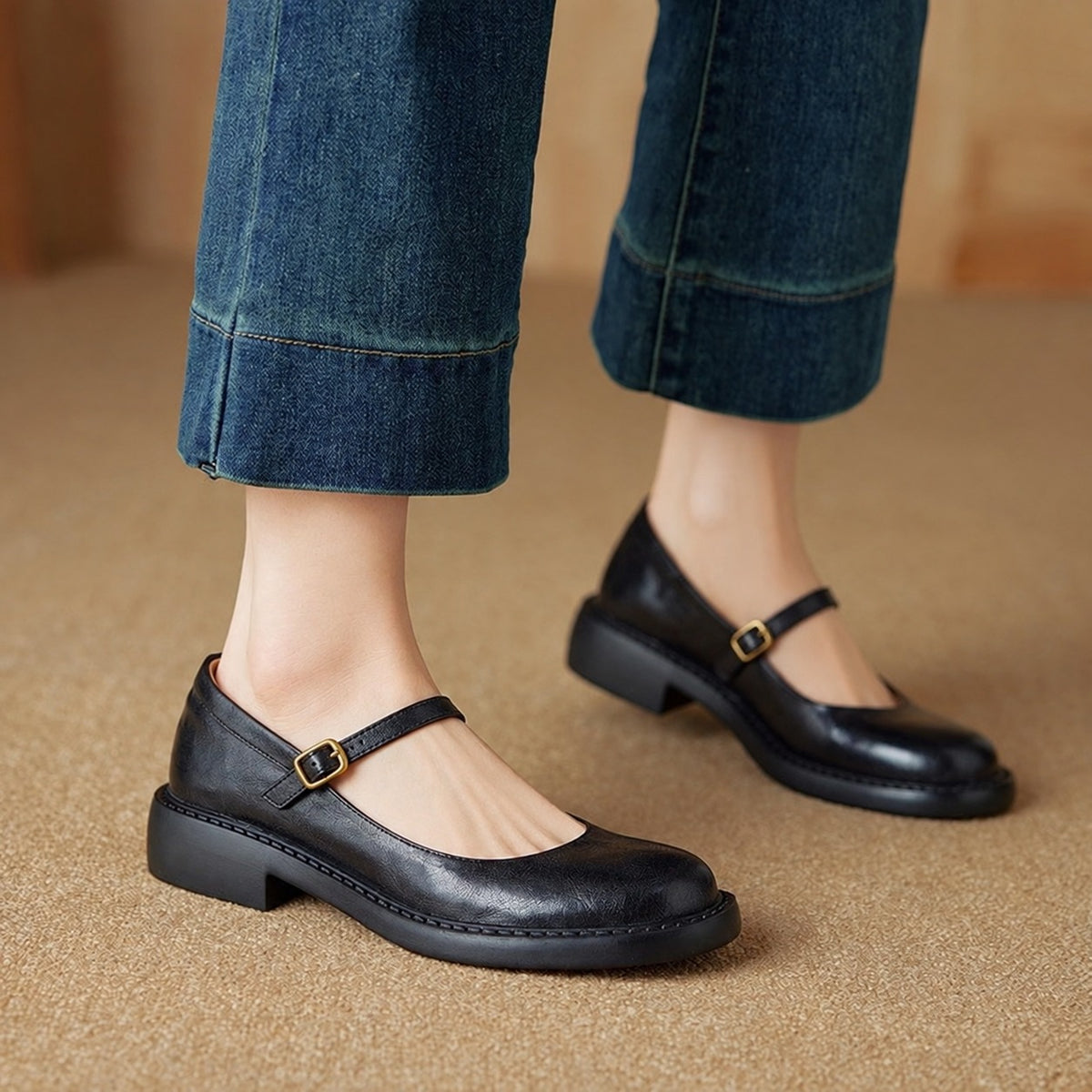Ruelle Leather Mary Janes