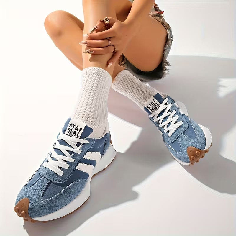 Remi | Retro Stripe Lace-Up Sneakers