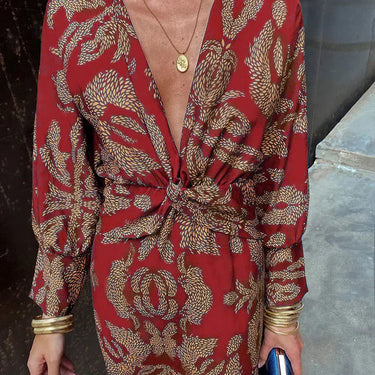 Dineke - Elegant dress with long sleeves and floral print