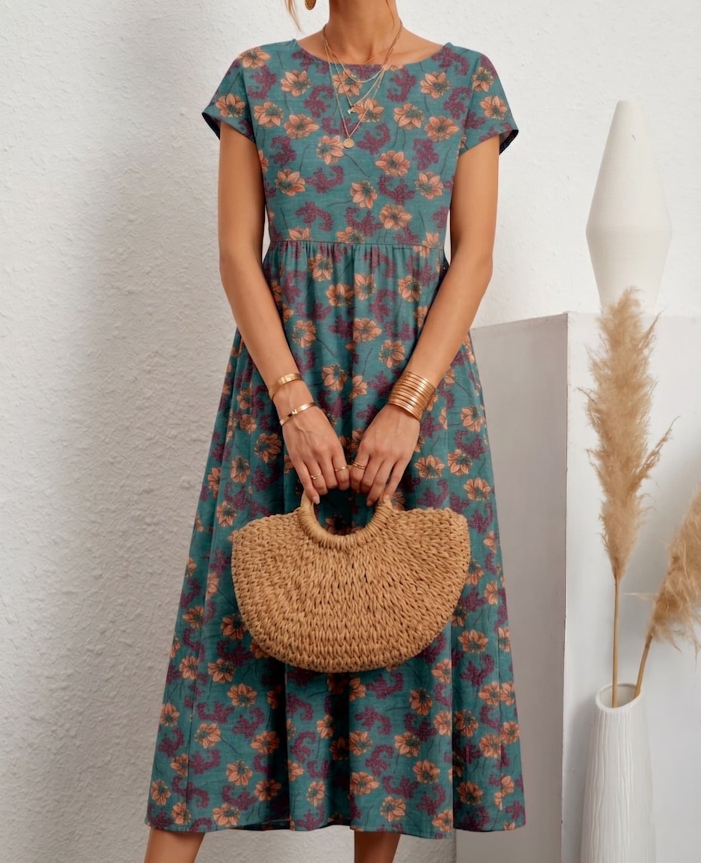 Aurelia™ — Timeless Grace Floral Midi Dress