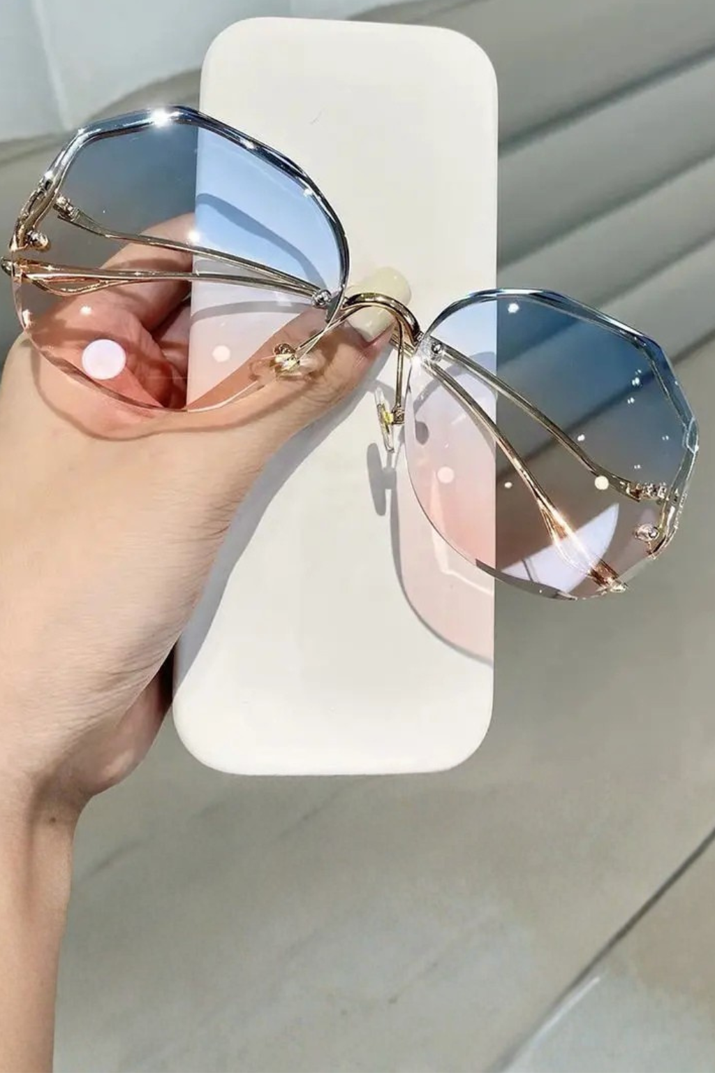 Edie | Rimless Oversized Gradient Sunglasses