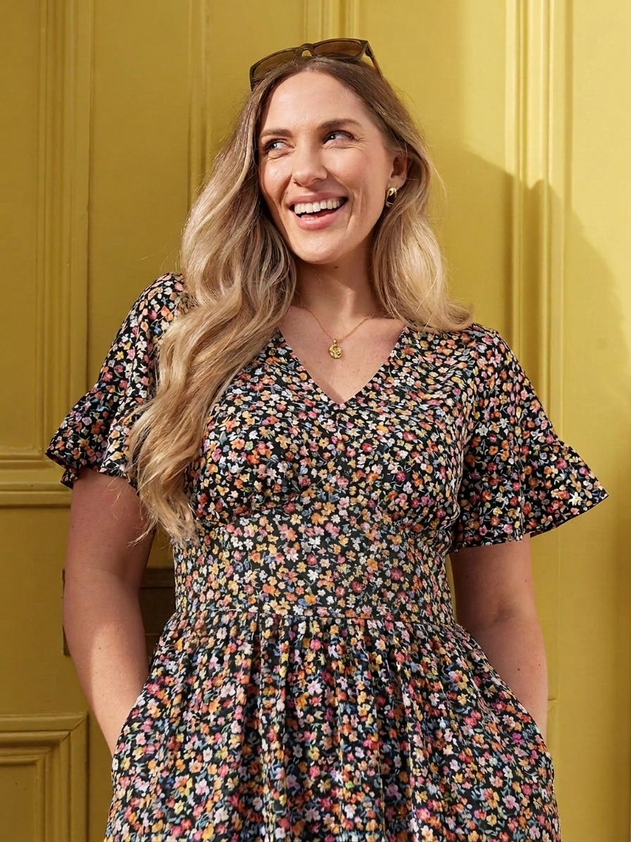 Maddie V-Neck Short Sleeve Dress
