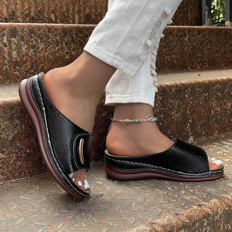 Rowenna | Perforated Slip-On Wedges