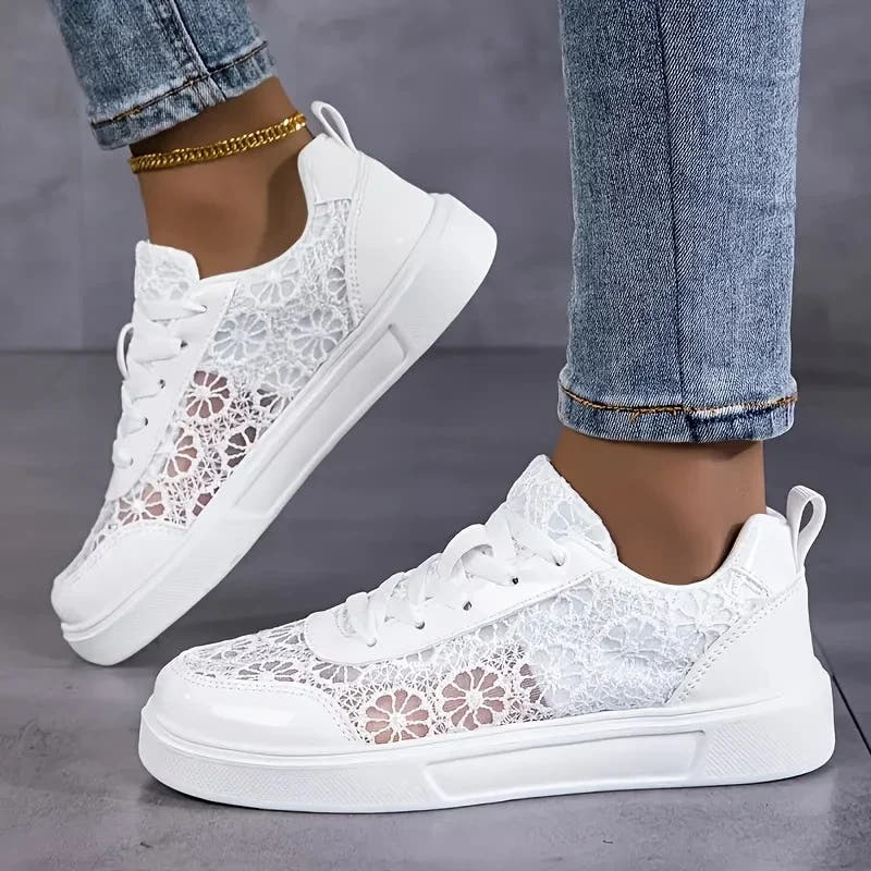 Rosewood | Floral Lace Trainers