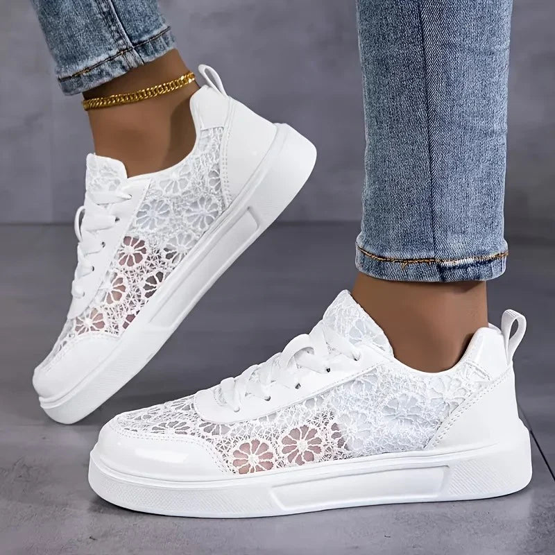 Rosewood | Floral Lace Trainers