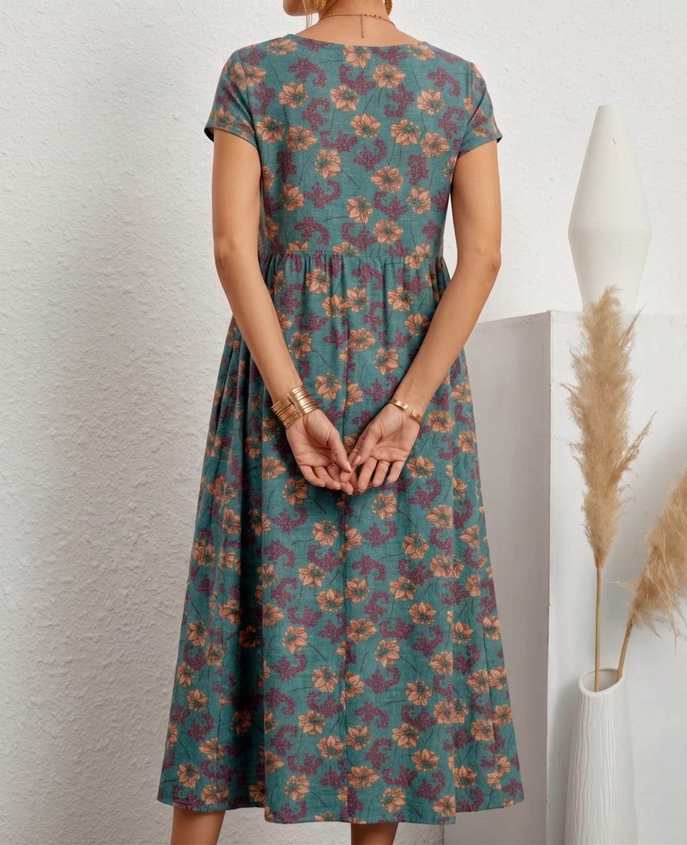 Aurelia™ — Timeless Grace Floral Midi Dress