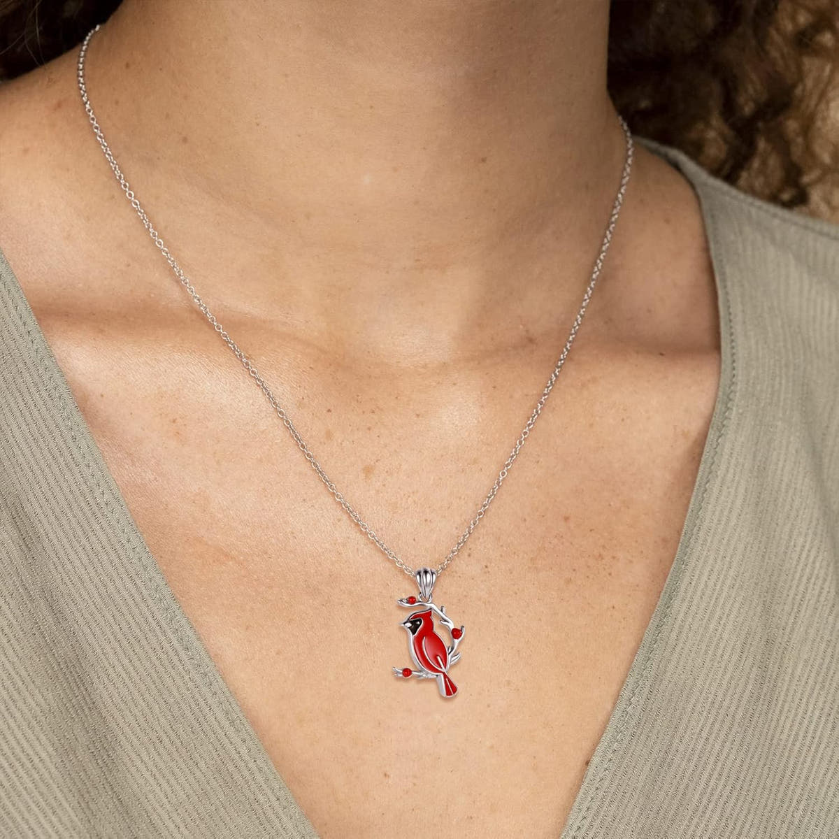 Red Cardinal Memorial Necklace